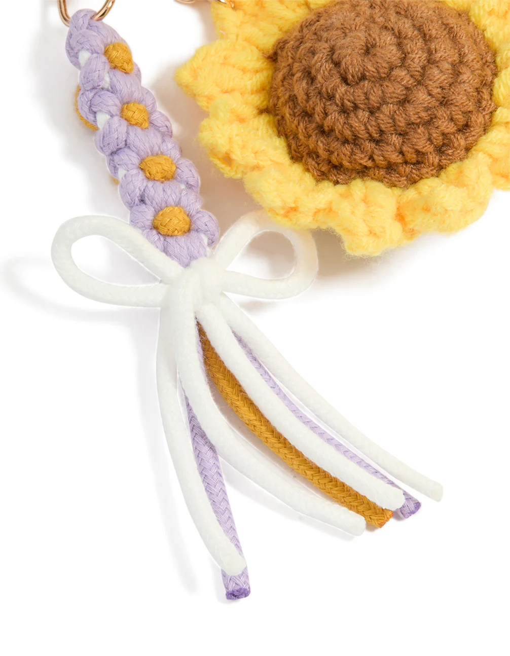 3001-crocheted-sunflower-purple-flowers-key-chain-3.webp Crocheted Sunflower & Purple Flowers Key Chain