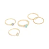 Gold Plated Blue Cubic Zirconia & Bubble Rings 5-Pack