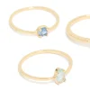 Gold Plated Blue Cubic Zirconia & Bubble Rings 5-Pack