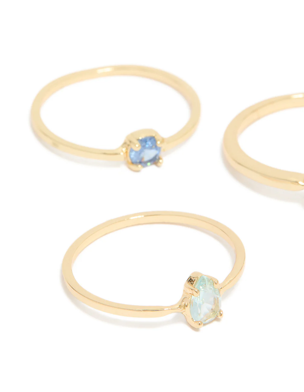Gold Plated Blue Cubic Zirconia & Bubble Rings 5-Pack
