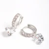 Cubic Zirconia Diamante Huggie Teardrop Earrings