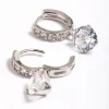Cubic Zirconia Diamante Huggie Teardrop Earrings