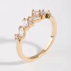 Cubic Zirconia Gold Cluster Row Ring