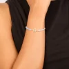 Gold Plated Blue Cubic Zirconia Evil Eye & Blue Beaded Toggle Bracelet