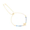 Gold Plated Blue Cubic Zirconia Evil Eye & Blue Beaded Toggle Bracelet