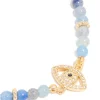 Gold Plated Blue Cubic Zirconia Evil Eye & Blue Beaded Toggle Bracelet
