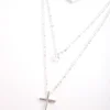 3042-cubic-zirconia-silver-multi-row-cross-necklace-2.webp Cubic Zirconia Silver Multi Row Cross Necklace