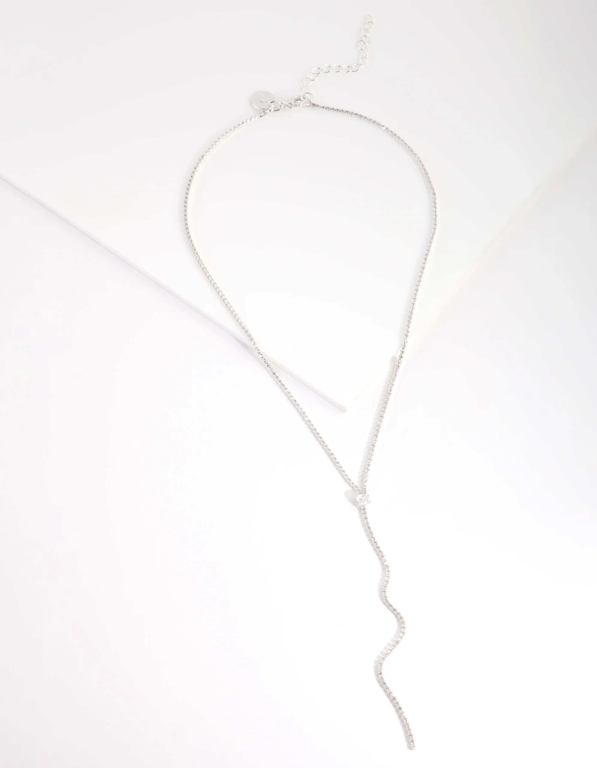 Cubic Zirconia Silver Y-Neck Necklace