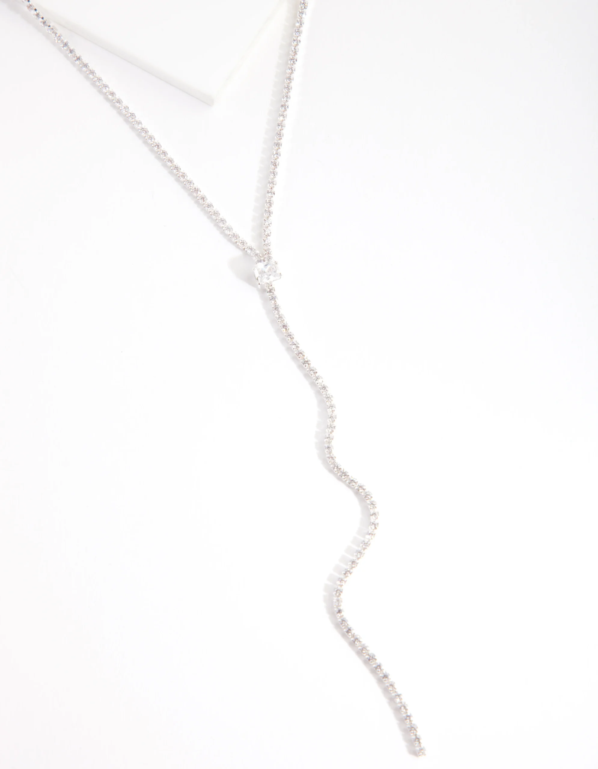 Cubic Zirconia Silver Y-Neck Necklace