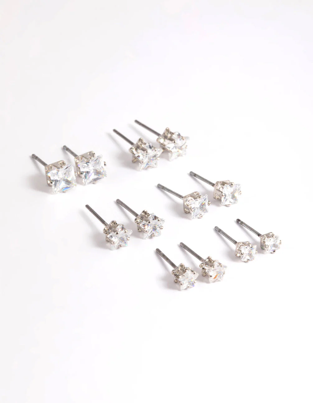3046-cubic-zirconia-star-square-earrings-6-pack-1.webp Cubic Zirconia Star & Square Earrings 6-Pack