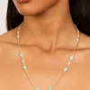 Gold Plated Blue Cubic Zirconia Oval Stone Necklace