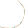 Gold Plated Blue Cubic Zirconia Oval Stone Necklace