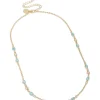 Gold Plated Blue Cubic Zirconia Oval Stone Necklace