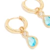 306-gold-plated-blue-cubic-zirconia-teardrop-huggie-earrings-4.webp Gold Plated Blue Cubic Zirconia Teardrop Huggie Earrings