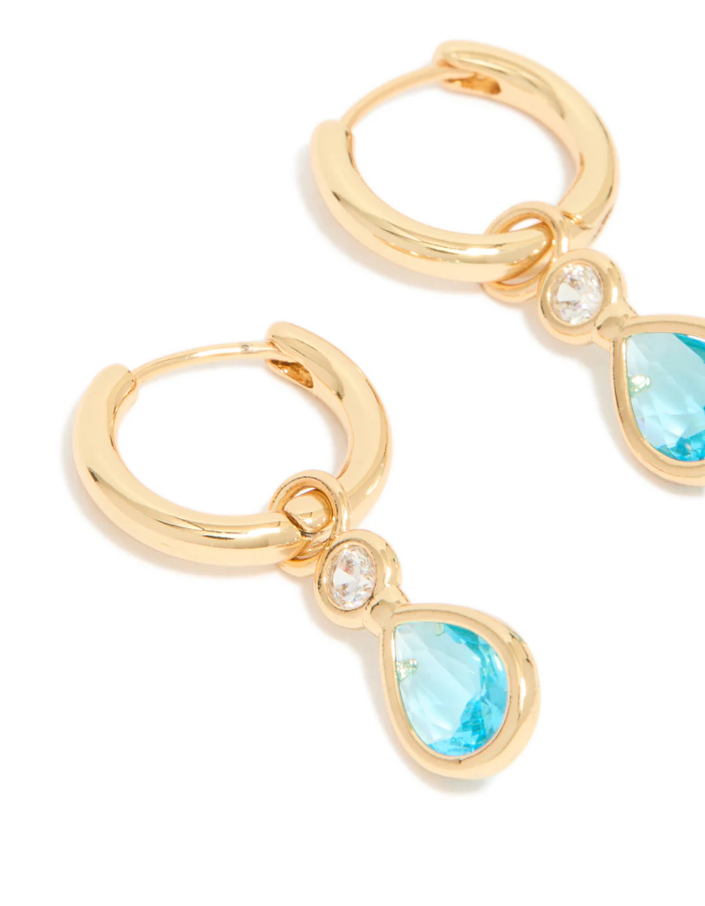 306-gold-plated-blue-cubic-zirconia-teardrop-huggie-earrings-4.webp Gold Plated Blue Cubic Zirconia Teardrop Huggie Earrings