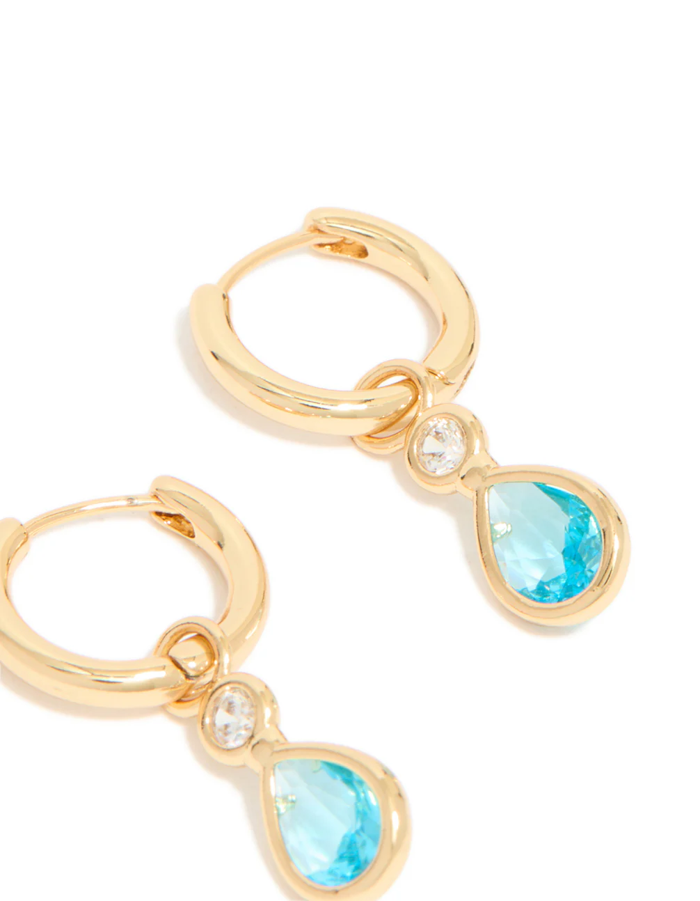 306-gold-plated-blue-cubic-zirconia-teardrop-huggie-earrings-5.webp Gold Plated Blue Cubic Zirconia Teardrop Huggie Earrings
