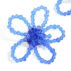 Dark Blue Beaded Flower Outline Stud Earrings