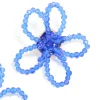 Dark Blue Beaded Flower Outline Stud Earrings
