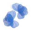 Dark Blue Coated Metal Wire Petal Stud Earrings