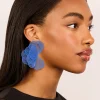 Dark Blue Coated Metal Wire Petal Stud Earrings