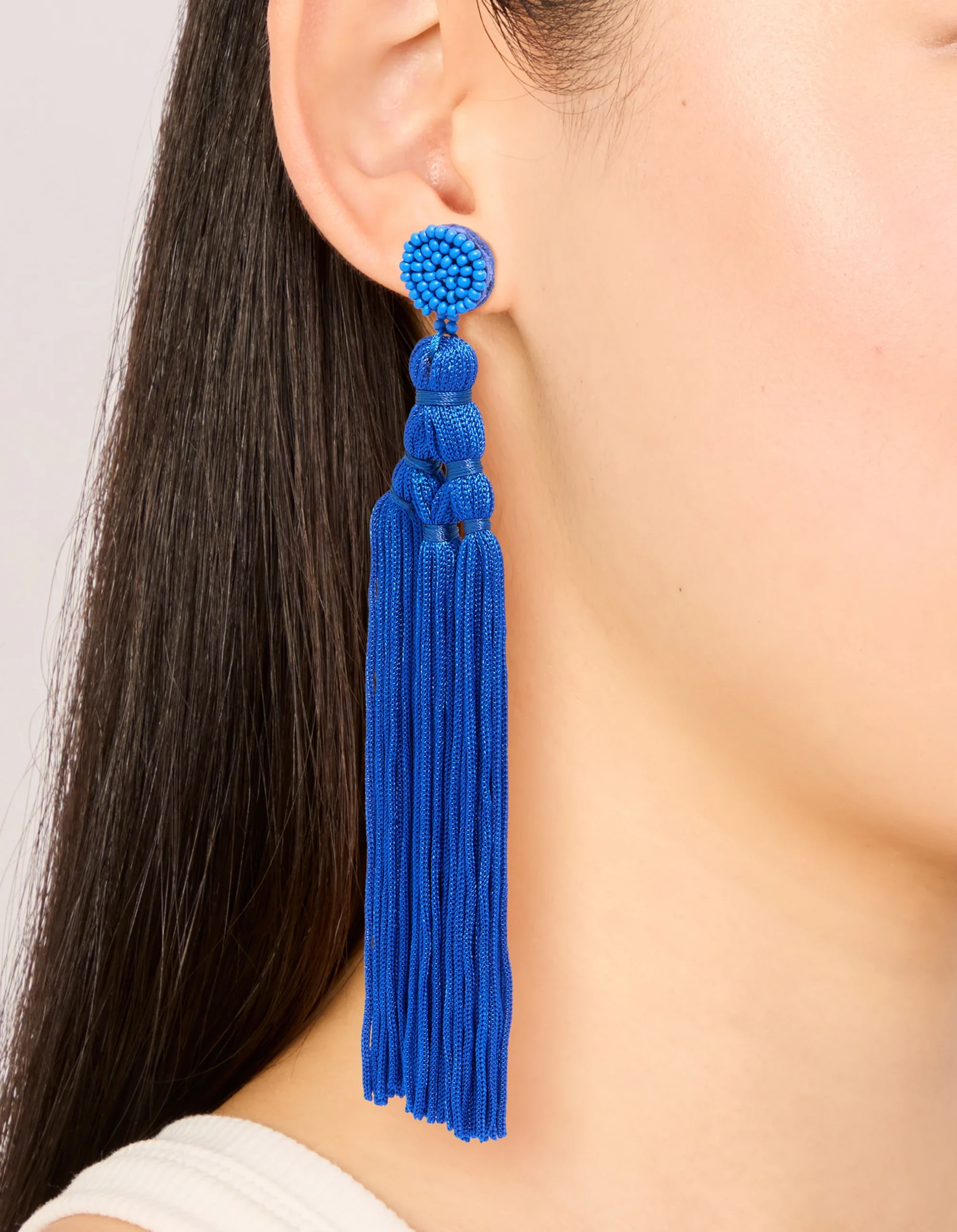 3068-dark-blue-fabric-fringe-long-drop-earrings-1.webp Dark Blue Fabric Fringe Long Drop Earrings