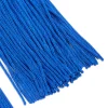 Dark Blue Fabric Fringe Long Drop Earrings