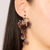 Dark Brown Acrylic Flower Petals Large Drop Earrings