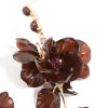 Dark Brown Acrylic Flower Petals Large Drop Earrings