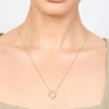 Gold Plated Brass Cubic Zirconia Hollow Flower Necklace