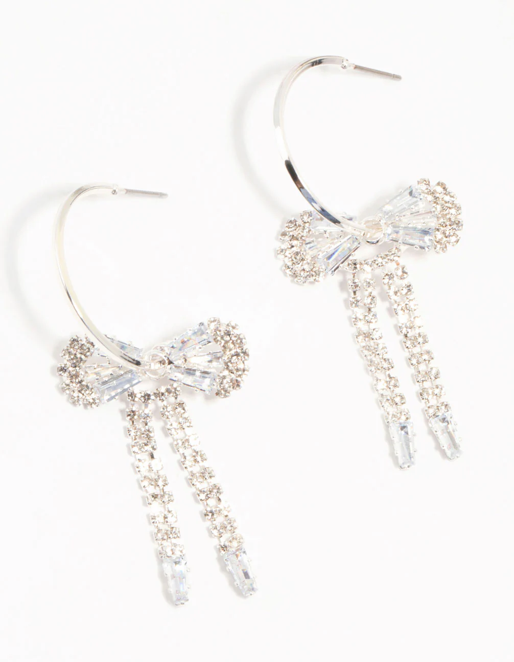 3085-diamante-bow-hoop-silver-earrings-1.webp Diamante Bow Hoop Silver Earrings
