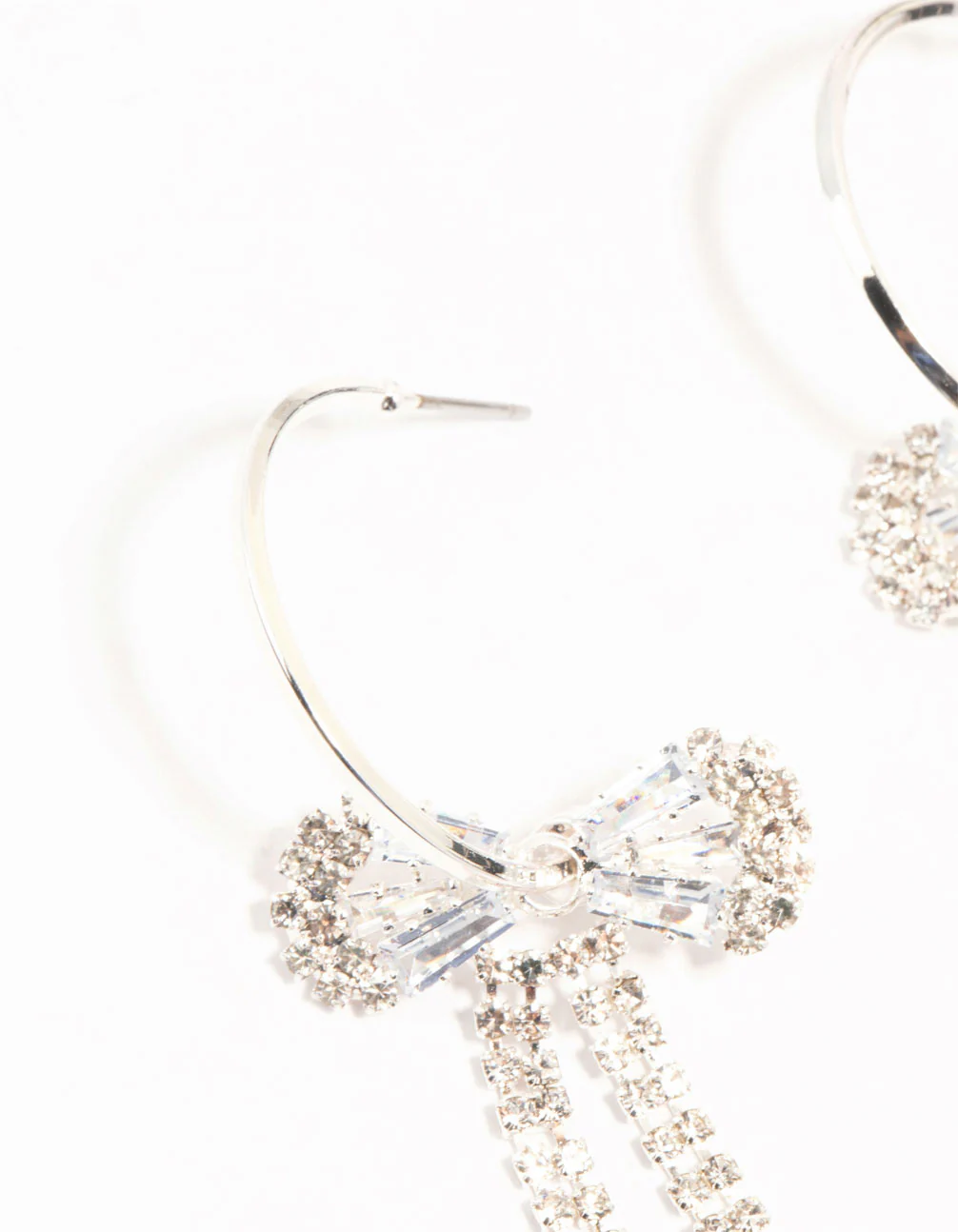 3085-diamante-bow-hoop-silver-earrings-2.webp Diamante Bow Hoop Silver Earrings