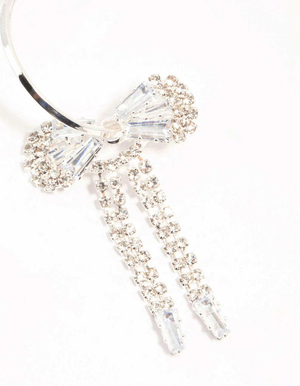 3085-diamante-bow-hoop-silver-earrings-3.webp Diamante Bow Hoop Silver Earrings