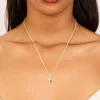Gold Plated Brass Emerald Cubic Zirconia May Birthstone Necklace