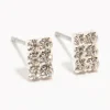 Diamante Cup Chain Multiple Stud Silver Earrings 2-Pack