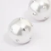 Diamante Encrusted Pearl Circle Stud Earrings