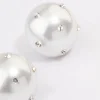 Diamante Encrusted Pearl Circle Stud Earrings