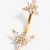Gold Plated Surgical Steel Flower Belly Bar