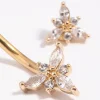Gold Plated Surgical Steel Flower Belly Bar