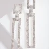 Diamante Rectangle Drop Earrings