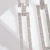 Diamante Rectangle Drop Earrings