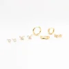 Gold Plated Brass Pave Star & Butterfly Earrings 4-Pack