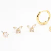 Gold Plated Brass Pave Star & Butterfly Earrings 4-Pack