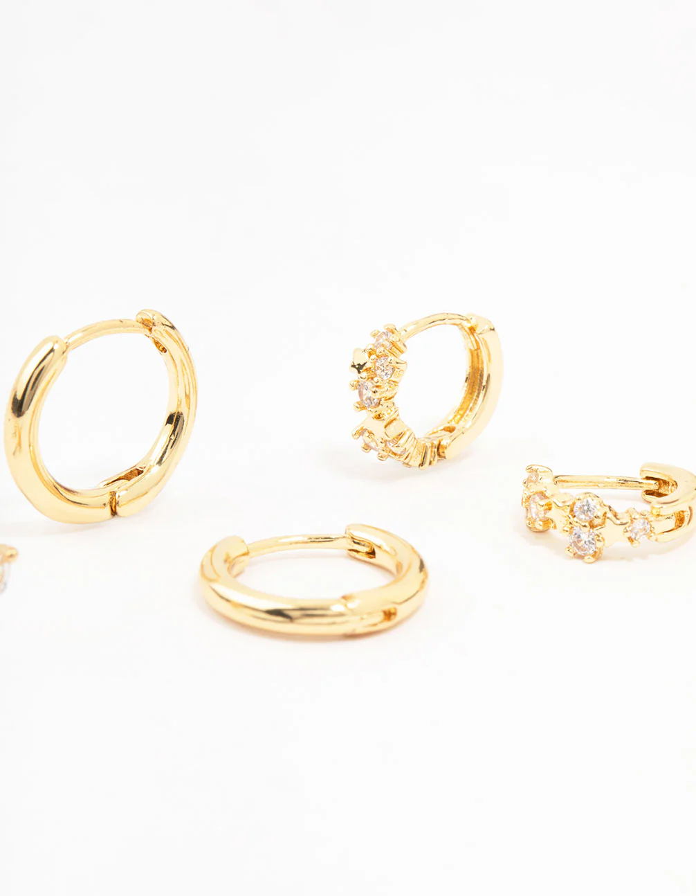 Gold Plated Brass Pave Star & Butterfly Earrings 4-Pack