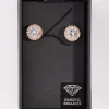 Diamond Simulant Gold Rounded Stud Earrings