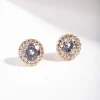 Diamond Simulant Gold Rounded Stud Earrings