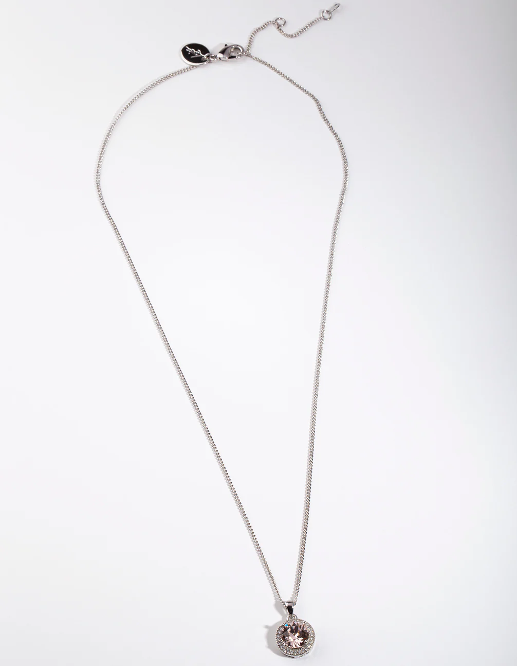 Diamond Simulant Peach Circle Necklace
