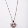 Diamond Simulant Peach Circle Necklace