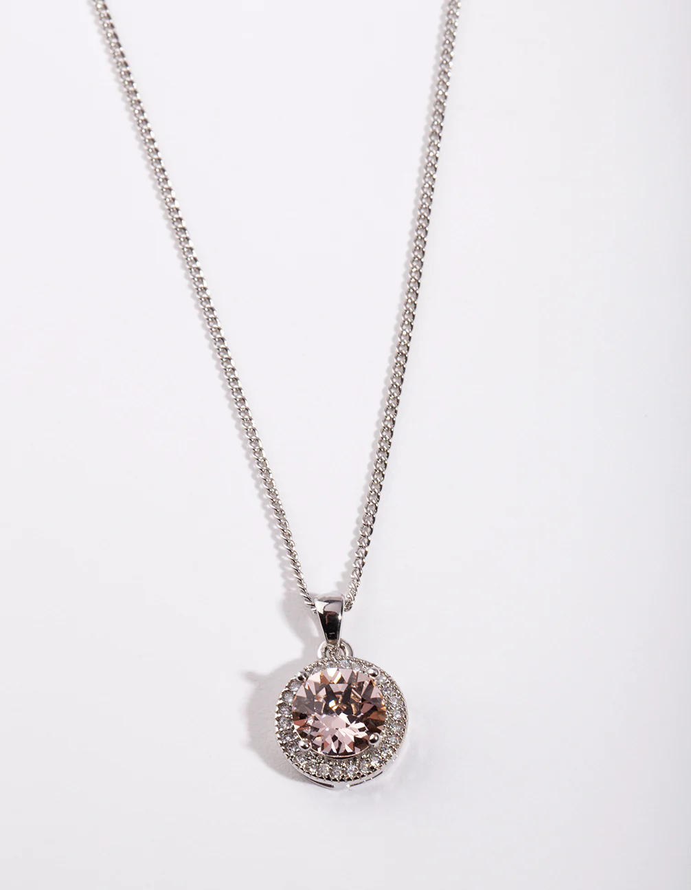 Diamond Simulant Peach Circle Necklace