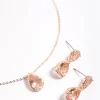 Diamond Simulant Rose Gold Double Teardrop Necklace & Earring Set