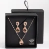 Diamond Simulant Rose Gold Double Teardrop Necklace & Earring Set